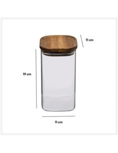 5five vaso in vetro con coperchio in acacia trasparente 1,3 L