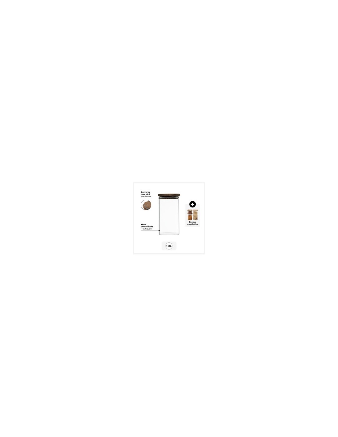 5five vaso in vetro con coperchio in acacia trasparente 1,3 L