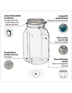 5five vaso di vetro Jarro trasparente 1 L, adatto microonde