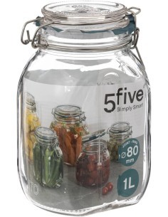 5five vaso di vetro Jarro trasparente 1 L, adatto microonde