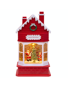 CASA 79496 ROSSA CON BABBI NATALE GLITTER LED 30CM