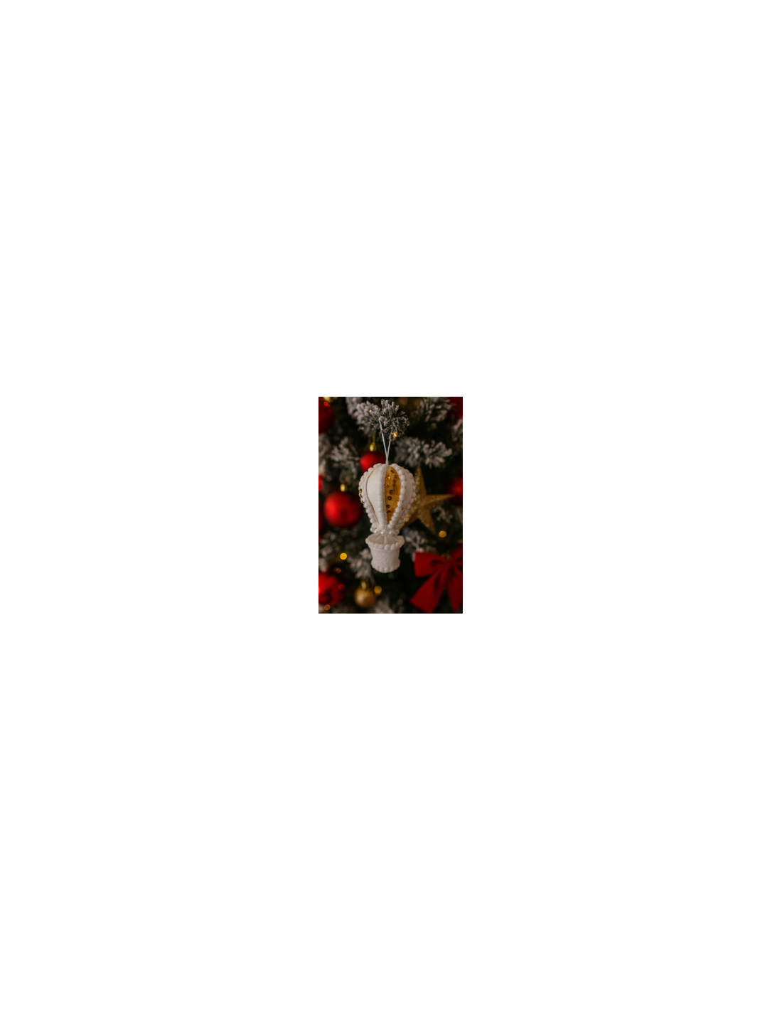 Pendente di Natale Mongolfiera Bianco con Paillettes 13cm, Decorazioni Natalizie, Addobbi, La magia di Natale per la casa