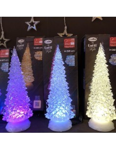 ALBERO NATALE GHIACCIO ACRILICO GLITTER LED ICE BIANCO CALDO/ BIANC...