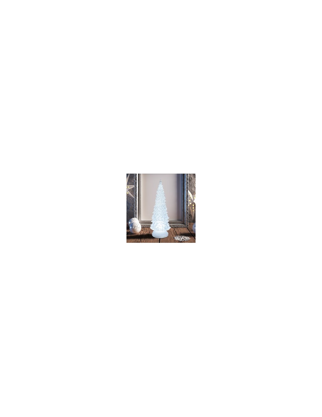 ALBERO NATALE GHIACCIO ACRILICO GLITTER LED ICE BIANCO CALDO/ BIANC...