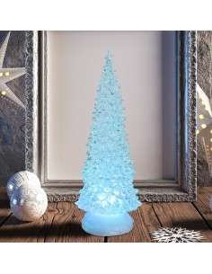 ALBERO NATALE GHIACCIO ACRILICO GLITTER LED ICE BIANCO CALDO/ BIANC...