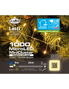 CATENA 20M NTL6 NASTRO MINICLUSTER Ø6CM 1000 MICROLED BIANCO CALDO ...