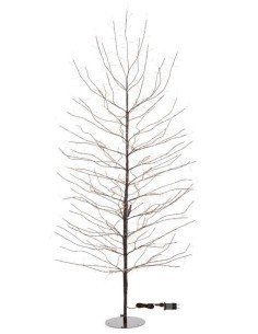 Albero Ramo Tiglio Marrone 200cm con 1120 MicroLED FlashLED, IP44, Base in Metallo, Rami Modellabili