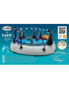Lago Ghiacciato con Pattinatori Rotanti - Musica e Giochi di Luce LED H13cm