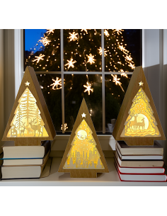 ALBERO 71537 LUMINOSO BIANCO CALDO EFFETTO LEGNO ASSORTITO