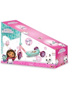 SMOBY, GABBY'S DOLLHOUSE, MONOPATTINO 3 RUOTE, MANUBRIO REGOLABILE, SUPERFICIE ANTISCIVOLO, STRUTTURA STABILE