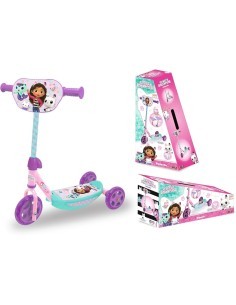 SMOBY, GABBY'S DOLLHOUSE, MONOPATTINO 3 RUOTE, MANUBRIO REGOLABILE, SUPERFICIE ANTISCIVOLO, STRUTTURA STABILE