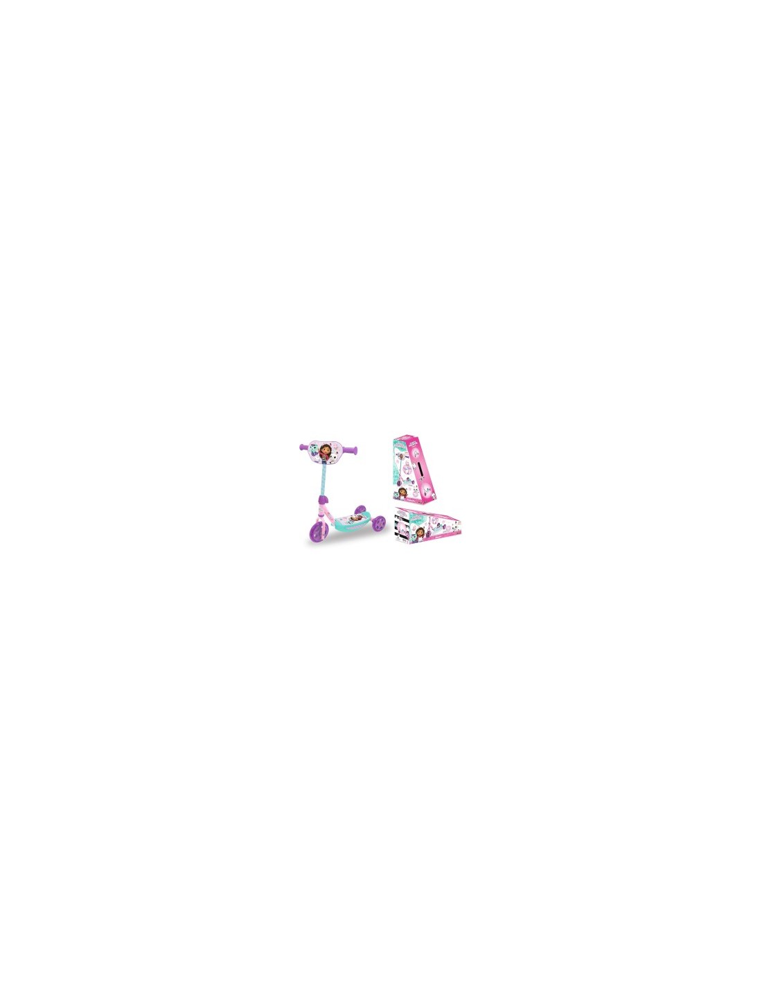 SMOBY, GABBY'S DOLLHOUSE, MONOPATTINO 3 RUOTE, MANUBRIO REGOLABILE, SUPERFICIE ANTISCIVOLO, STRUTTURA STABILE
