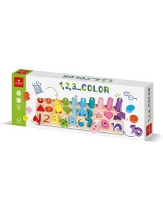 DAL NEGRO, 1 2 3 COLOR, GIOCO EDUCATIVO, LEGNO, BAMBINI 3 ANNI, APPRENDIMENTO, COLORI, NUMERI