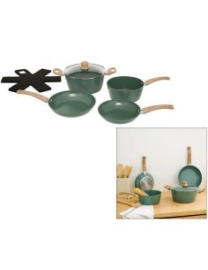 BATTERIA PENTOLE 7PZ 204613 ALLUMINIO VERDE