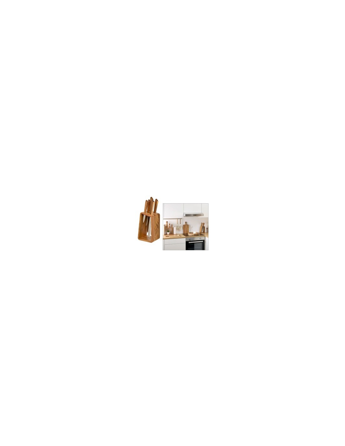 CEPPO 5 COLTELLI 190141 LAMA INOX CON SUPPORTO ACACIA