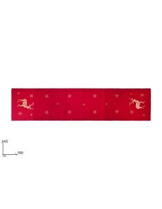 RUNNER TESSUTO ROSSO 40X180CM CON DECORO RENNA ORO