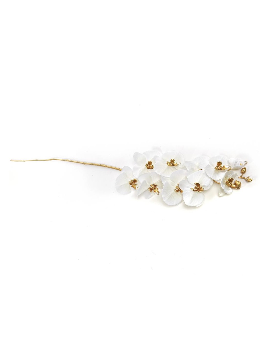 RAMO DORATO CON ORCHIDEA BIANCA 120CM