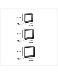 SET 3 MENSOLE 138957A CUBI NERO su TreG Ingrosso