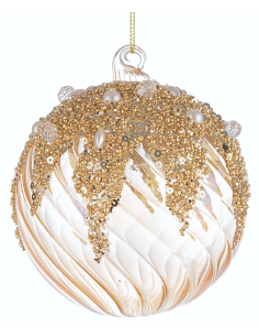 SFERA BEAUTIFY 10CM VETRO CHAMPAGNE/ORO