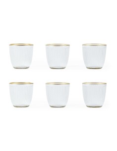 SET 6 BICCHIERI VETRO TRASPARENTE/ORO 240ML