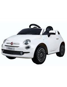 AUTO ELETTRICA CON TELECOMANDO, GIOCO BAMBINI FIAT 500 12V BIANCA