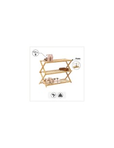 5five – Scarpiera pieghevole 9 scomparti in bambù beige