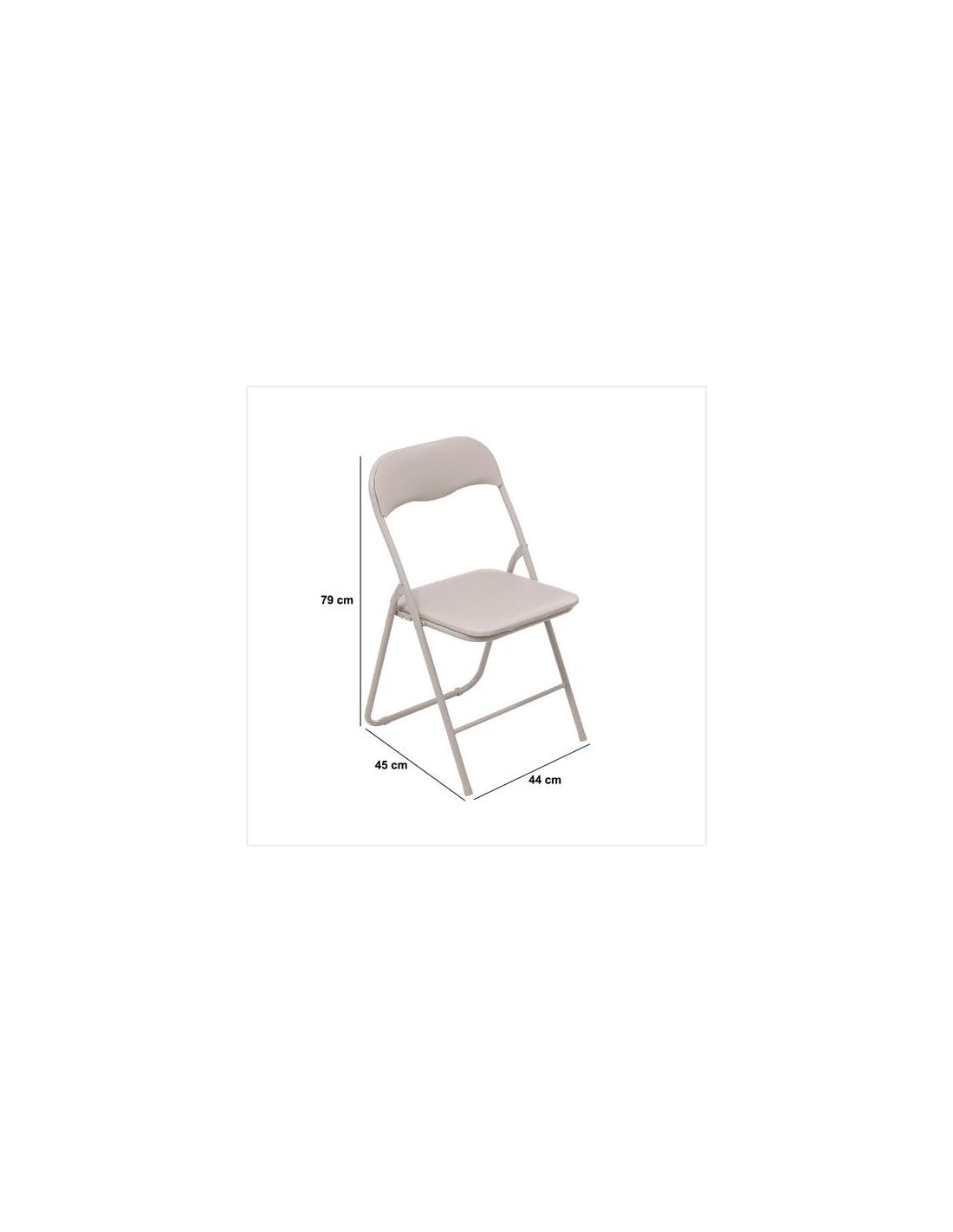 5five - sedia pieghevole in PVC beige con struttura in acciaio