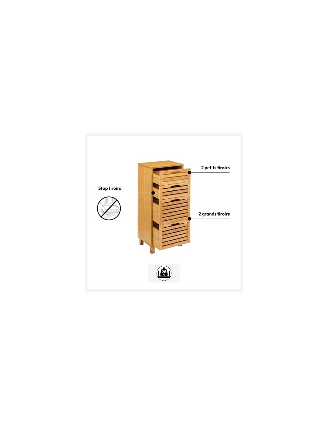 5five - armadio in bambù Sicela con 4 cassetti
