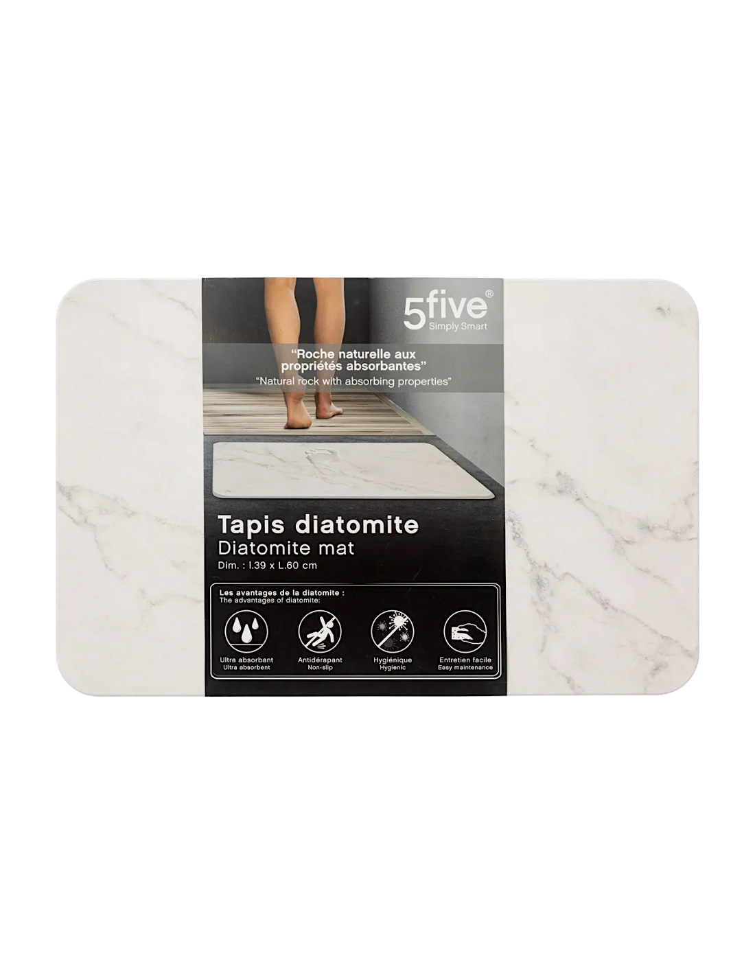 Tappeto in diatomite Lea 39x60 cm bianco