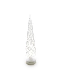 ALBERO VETRO 9X40CM CON PERLINE E LUCI