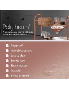 LUGANO COPPER CARRELLO 3 PIANI 41X23X63CM METALTEX su TreG Ingrosso