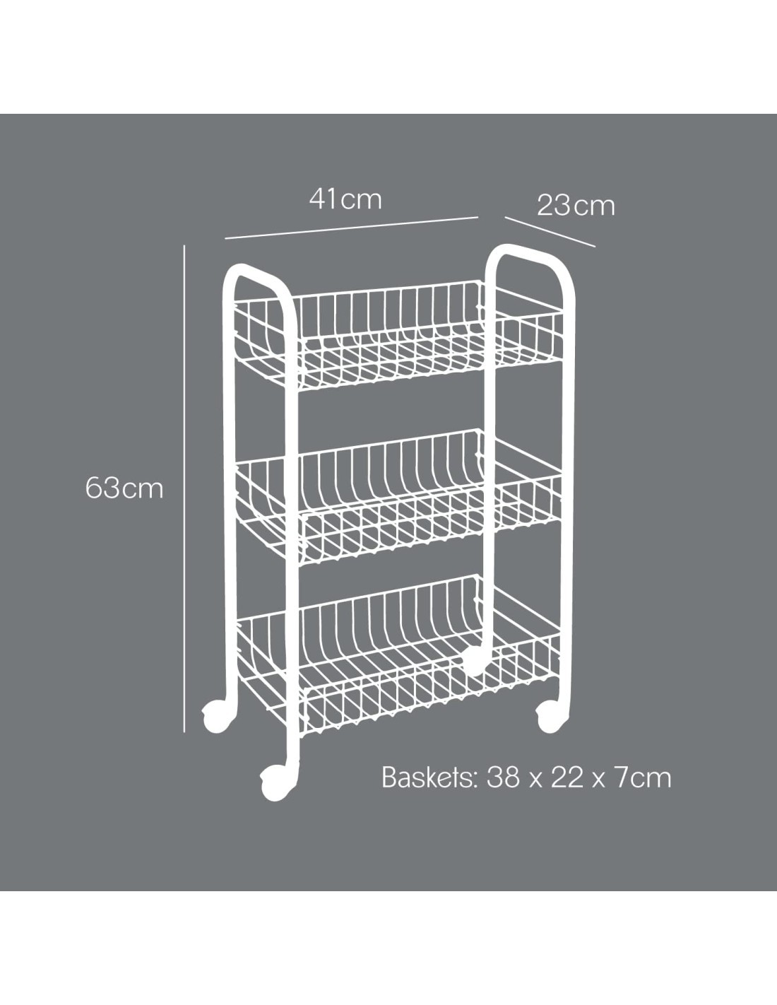 LUGANO COPPER CARRELLO 3 PIANI 41X23X63CM METALTEX su TreG Ingrosso