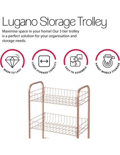 LUGANO COPPER CARRELLO 3 PIANI 41X23X63CM METALTEX su TreG Ingrosso
