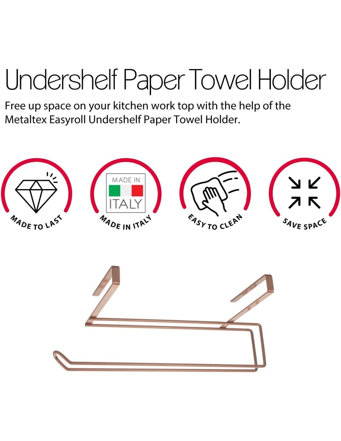 EASYROLL COPPER PORTAROTOLO IN RAME CON GANCIO METALTEX su TreG Ing...