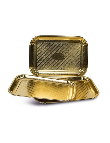 GUARDINI VASSOI ORO 19 X 28 CM SET 3 PEZZI su TreG Ingrosso