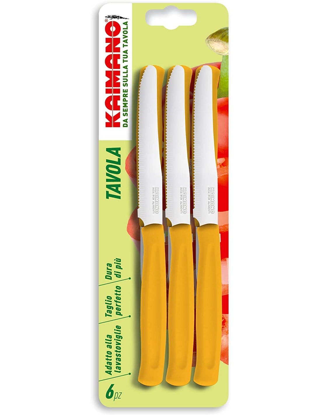 KAIMANO COLTELLO TAVOLA SET 6 PZ COLORI ASSORTITI su TreG Ingrosso