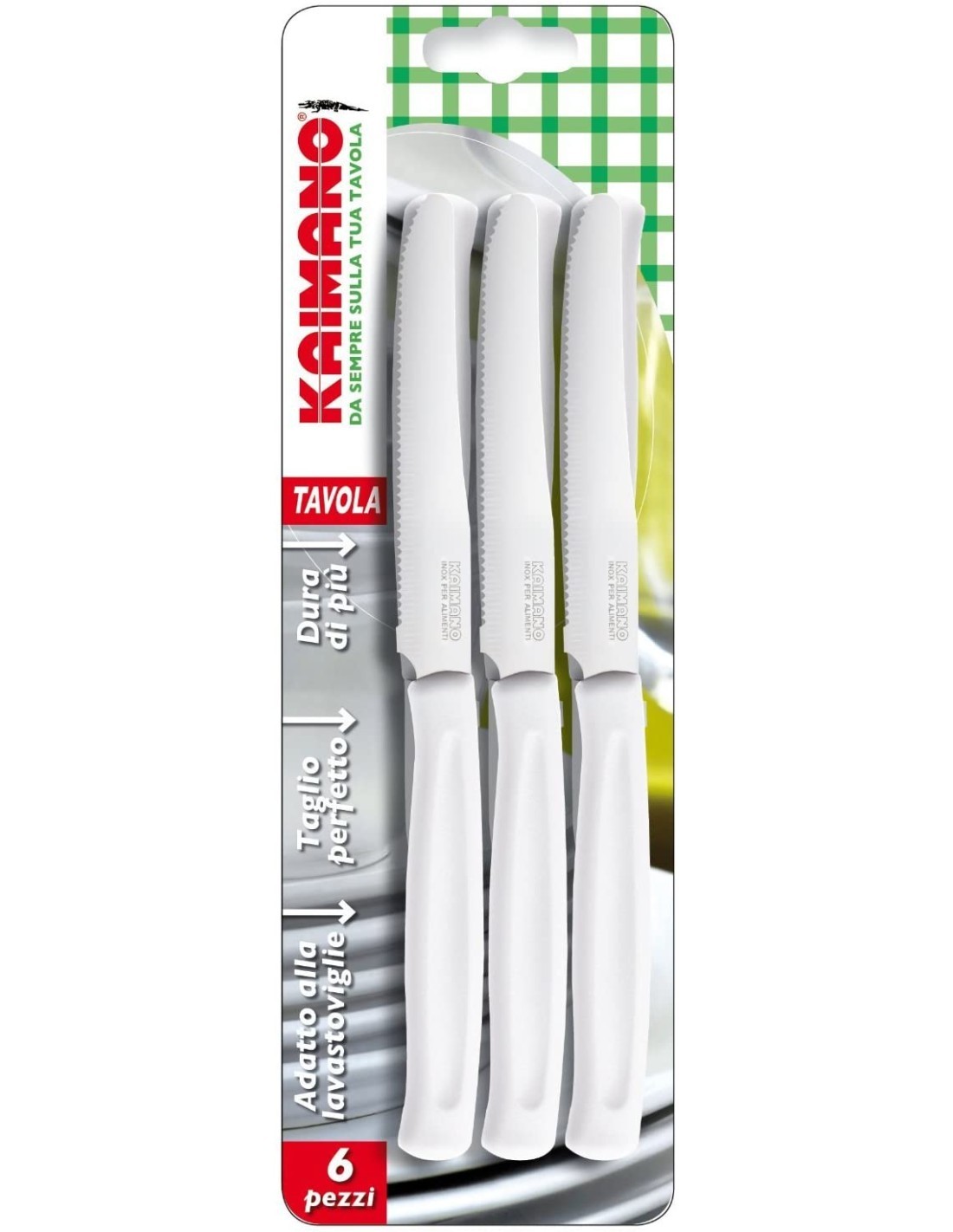 KAIMANO COLTELLO TAVOLA SET 6 PZ COLORI ASSORTITI su TreG Ingrosso