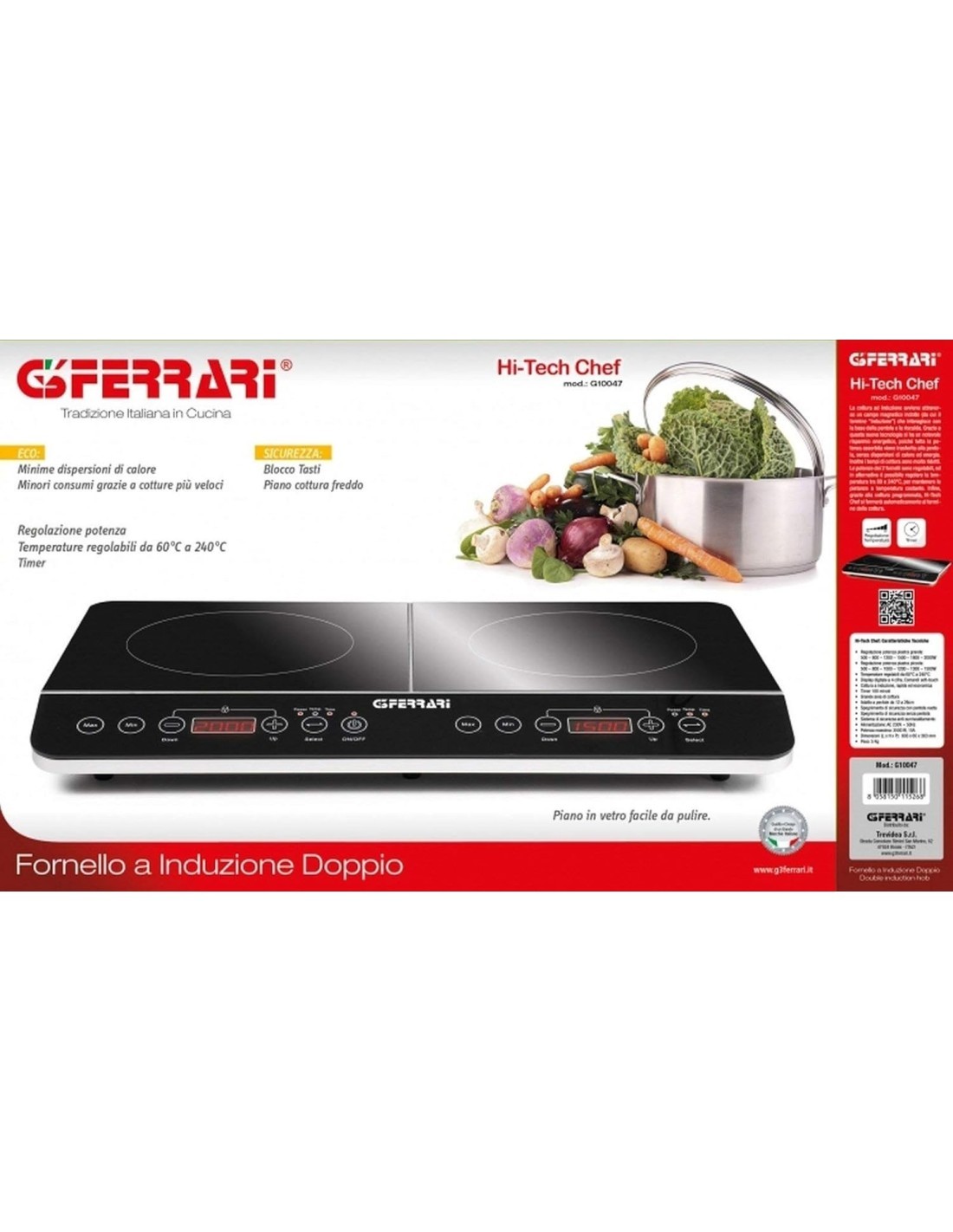 FORNELLO INDUZIONE DOPPIO 3500W G10047 G3FERRARI su TreG Ingrosso