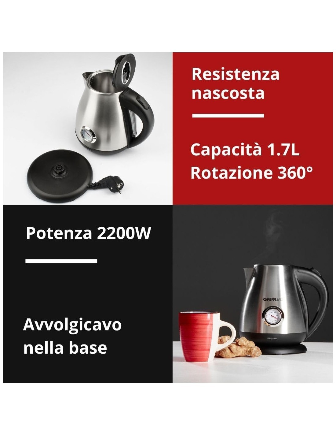BOLLITORE G10096 1,7LT INOX su TreG Ingrosso