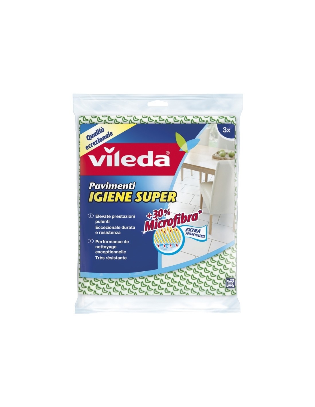 VILEDA 3 PANNI IGIENE SUPER 50X45 CM FHP su TreG Ingrosso