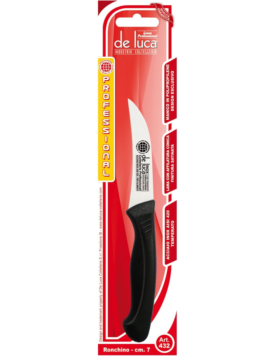 COLTELLO RONCHINO 7 CM CURVO INOX DE LUCA su TreG Ingrosso