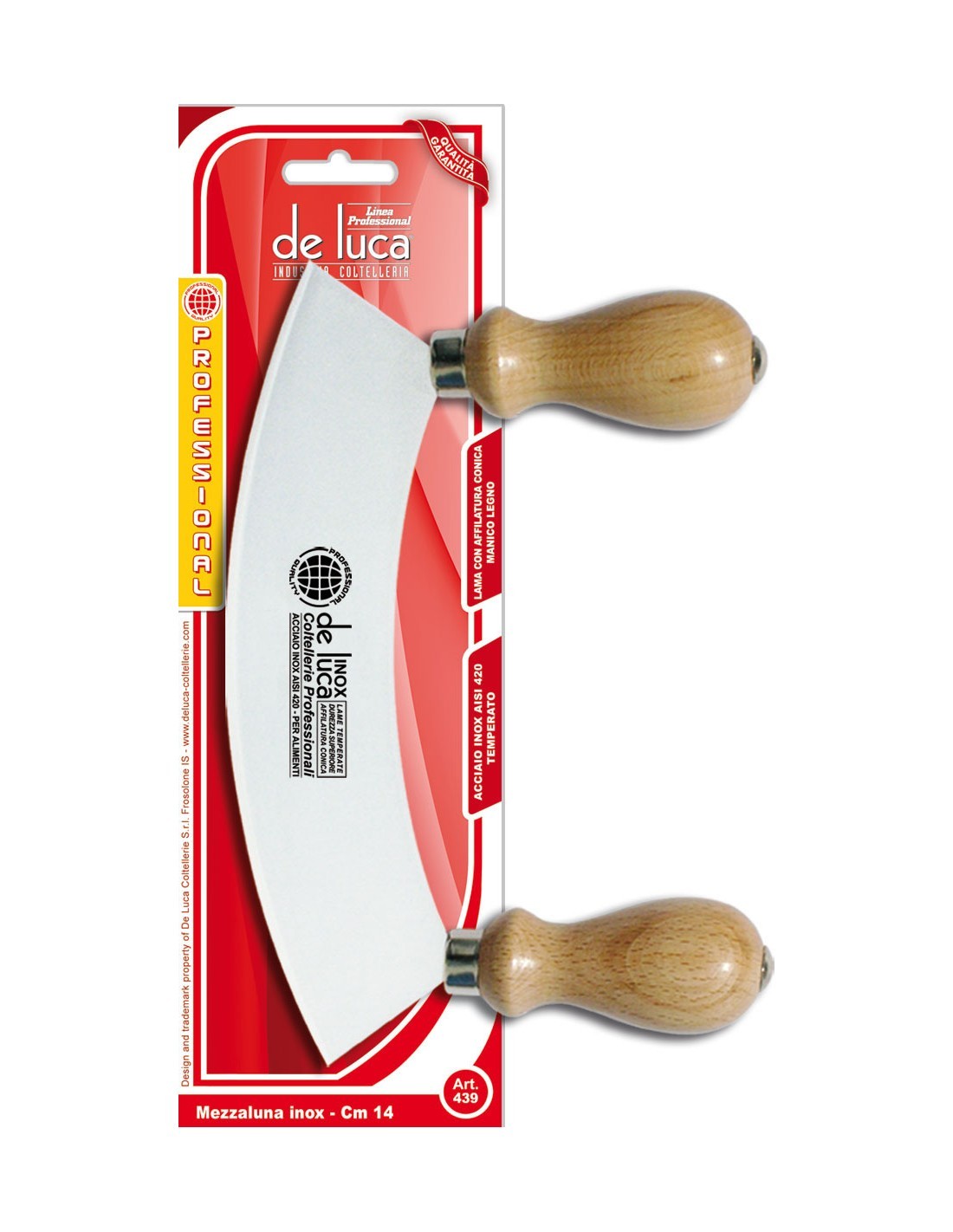 MEZZALUNA PICCOLA IN ACCIAIO INOX 14 CM DE LUCA su TreG Ingrosso