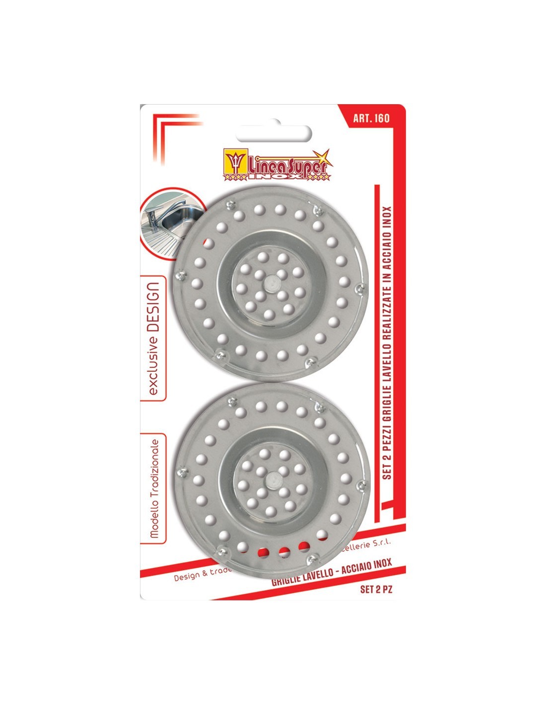 BLISTER 2 GRIGLIE PER LAVELLO IN ACCIAIO INOX DE LUCA su TreG Ingrosso