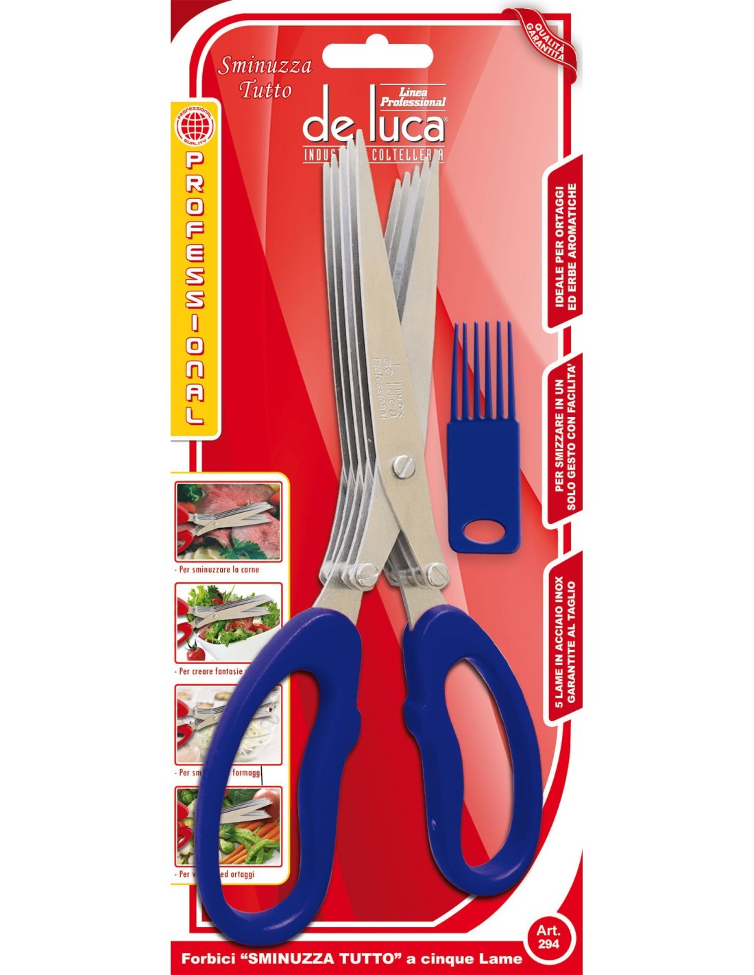 FORBICI SMINUZZATUTTO IN ACCIAIO INOX 5 LAME DE LUCA su TreG Ingrosso