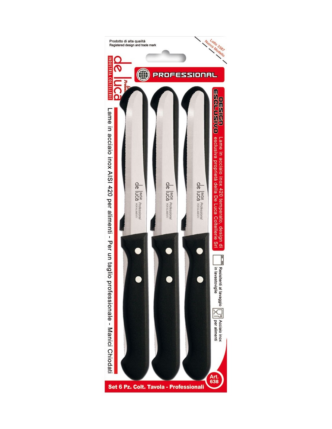 CONFEZIONE 6 COLTELLI DA TAVOLA CHIODI 0638 su TreG Ingrosso