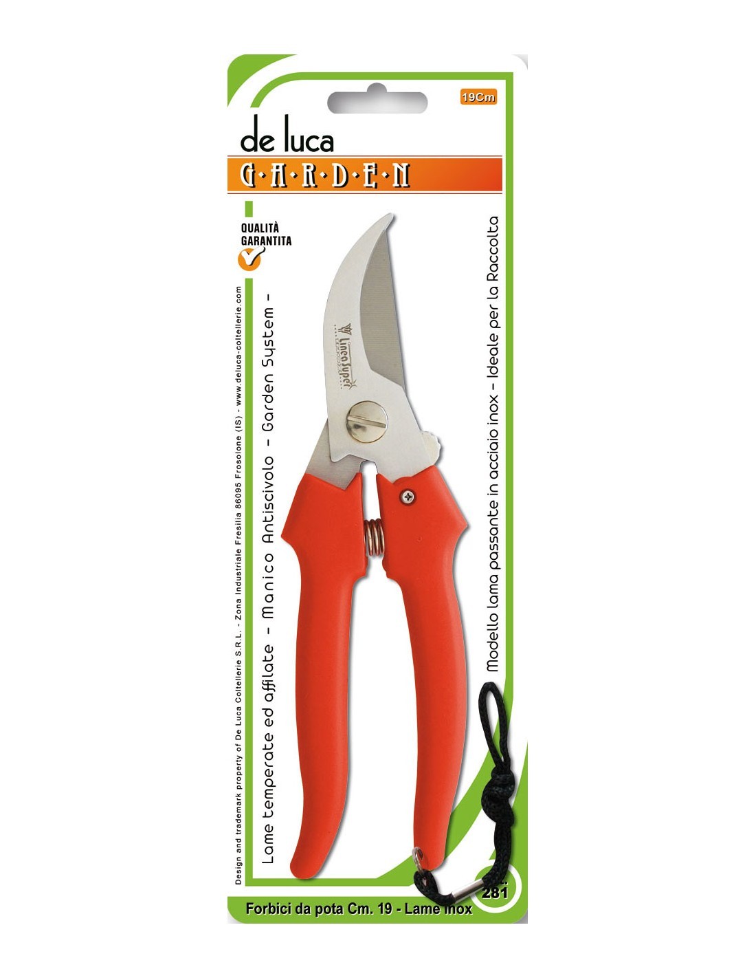 FORBICI DA GIARDINO 19 CM DE LUCA su TreG Ingrosso