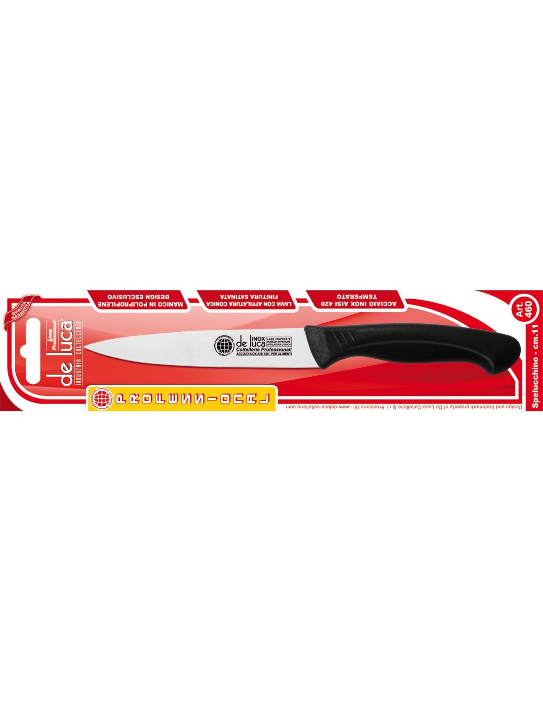 COLTELLO SPELUCCHINO IN ACCIAIO INOX 11 CM DE LUCA su TreG Ingrosso