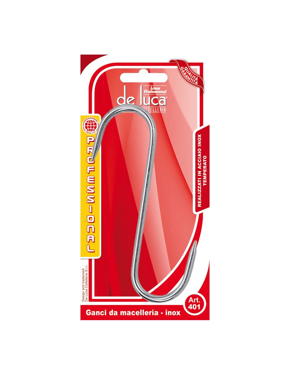 CONFEZIONE 3 PZ GANCI DA MACELLAIO 14 CM DE LUCA su TreG Ingrosso