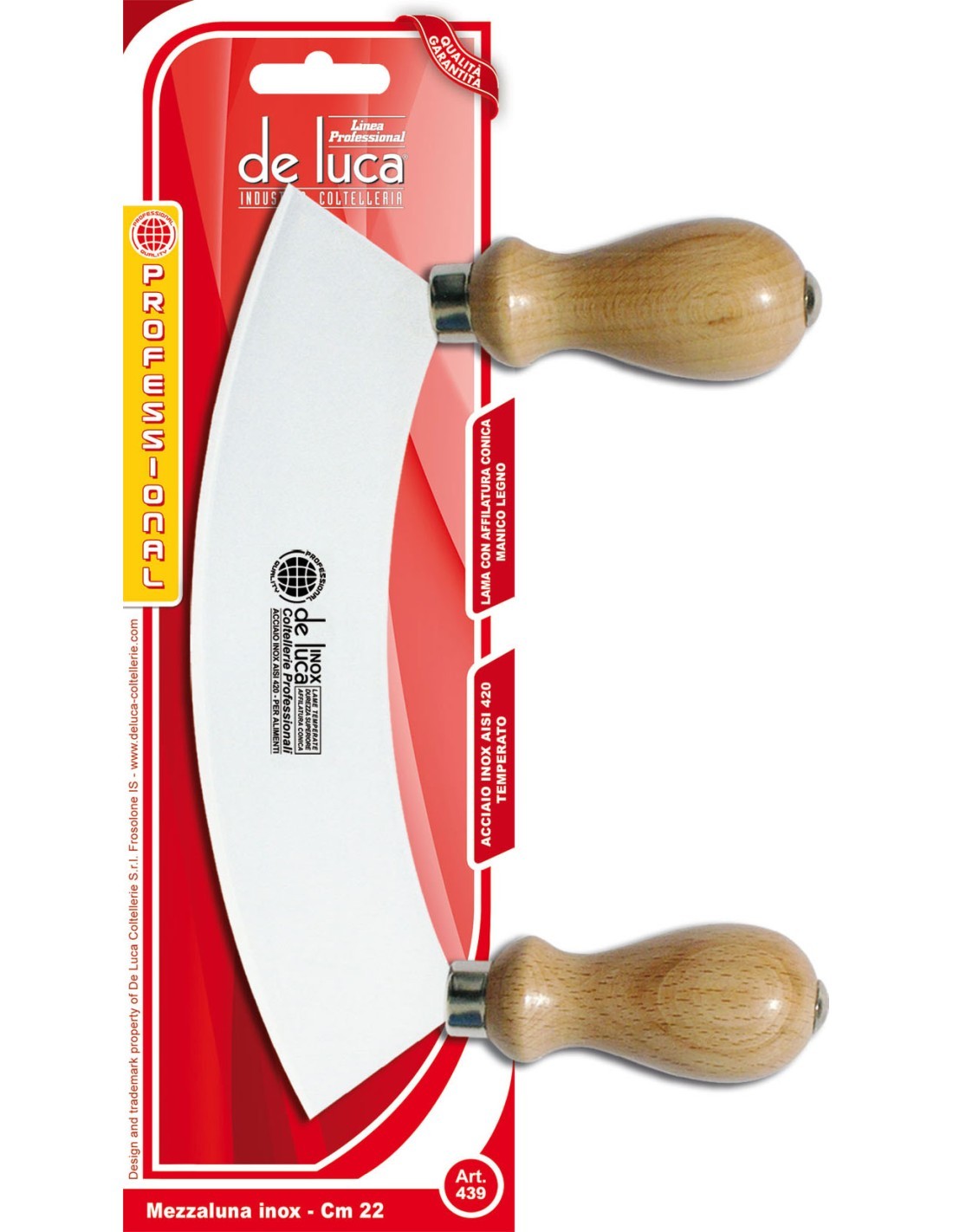 MEZZALUNA IN ACCIAIO INOX 22 CM DE LUCA su TreG Ingrosso