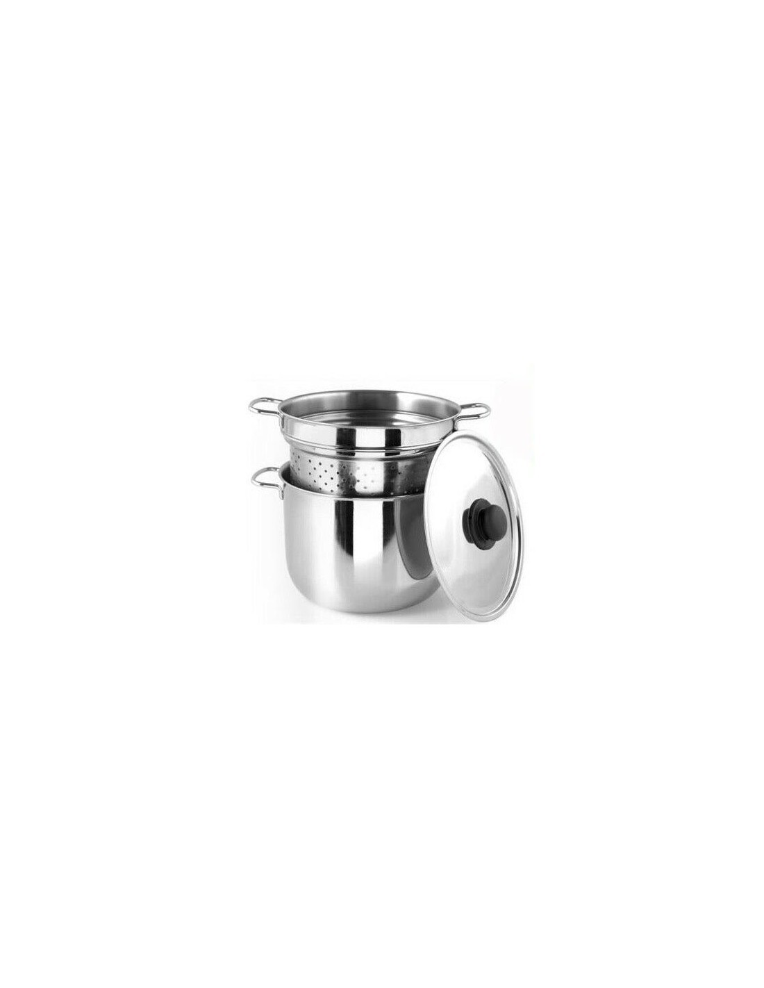 PENTOLA CUOCIPASTA IN ACCIAIO INOX CON COPERCHIO D.22 CM GNALI su T...